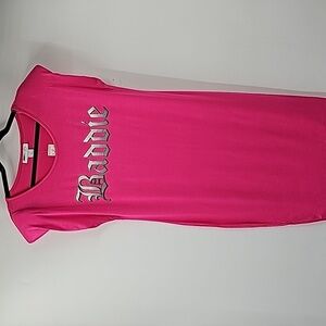 Ashley Stewart Barbie Pink Lounge Dress w BADDIE Message